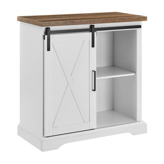 Walker Edison 32" Solid White Reclaimed Barnwood Rustic Farmhouse Buffet